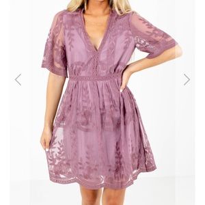 Mauve Lace Mini Dress